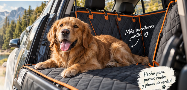 Perro viajando cómodo en coche con accesorios RoadDog